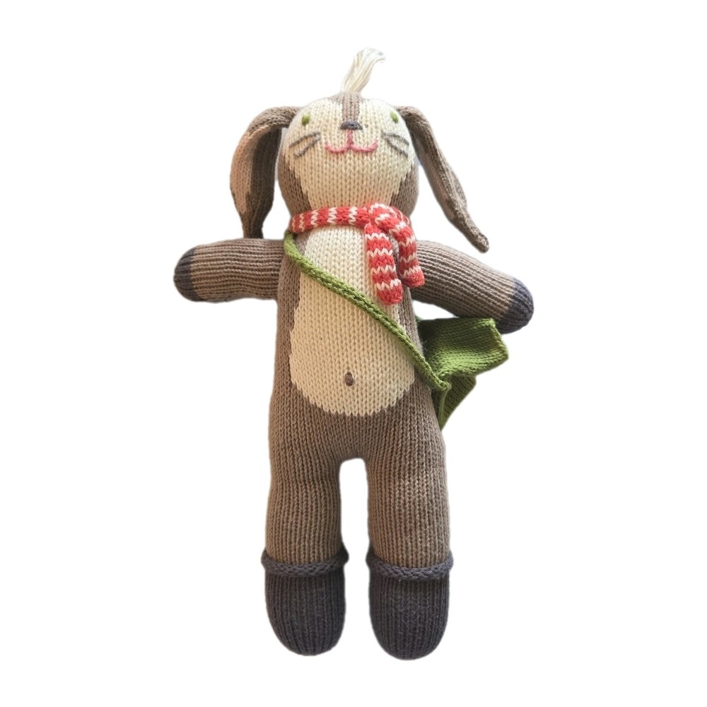 Blabla Kids Hand Knit Bunny Rabbit Plush Doll Cotton Taupe Scarf Satchel Peru